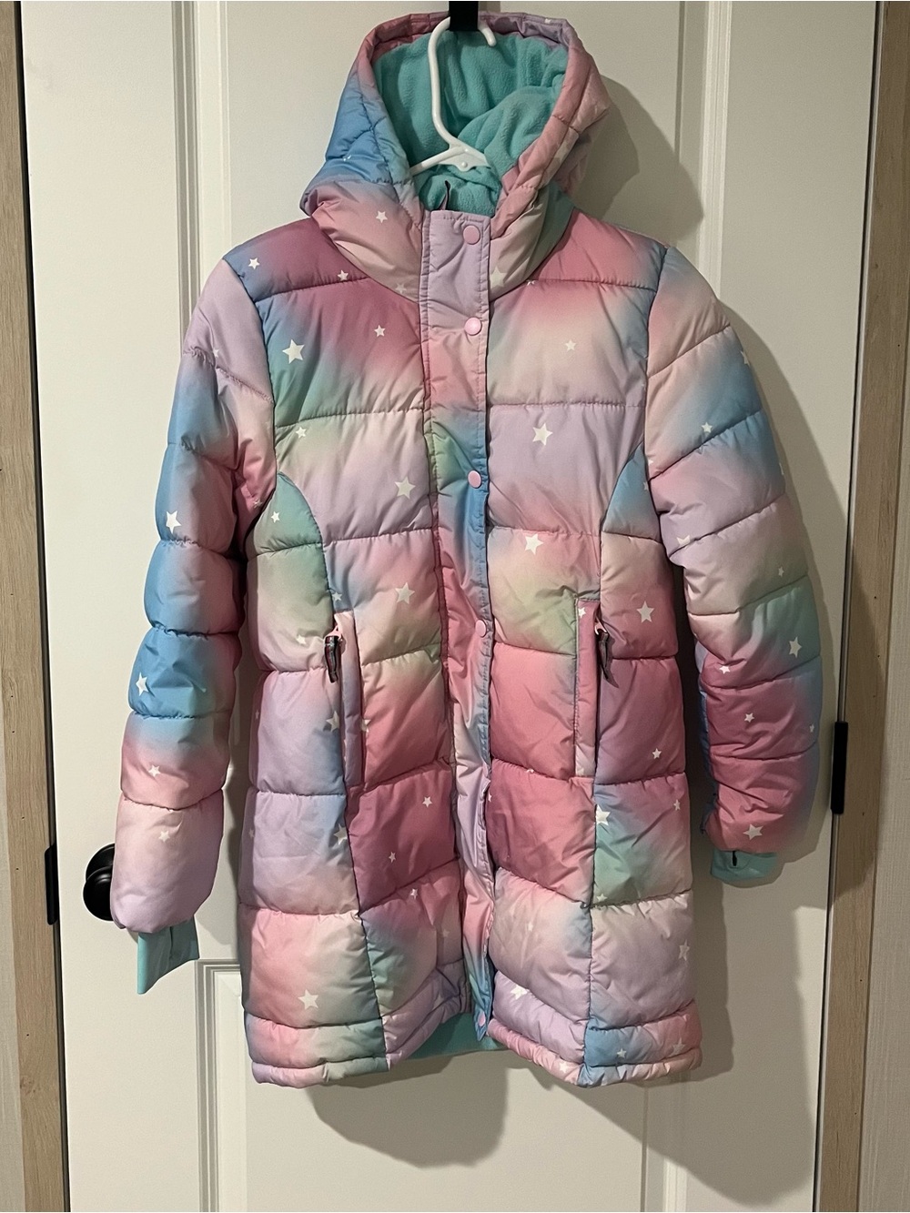 Amazon Essentials Girls Long Hooded Puffer Jacket, XL